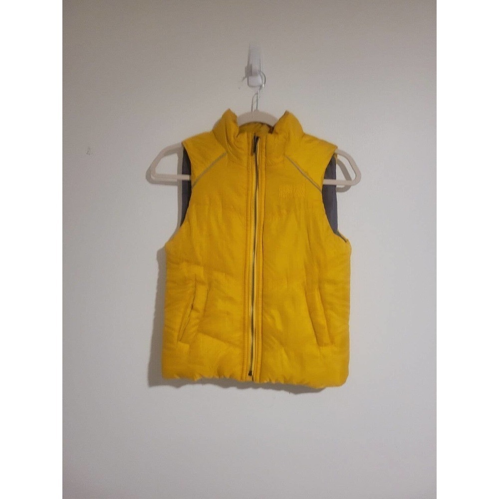 KENNETH COLE PUFFER VEST YOUTH UNISEX SIZE 7 YELLOW/GRAY PUFFER VEST EXCELLENT